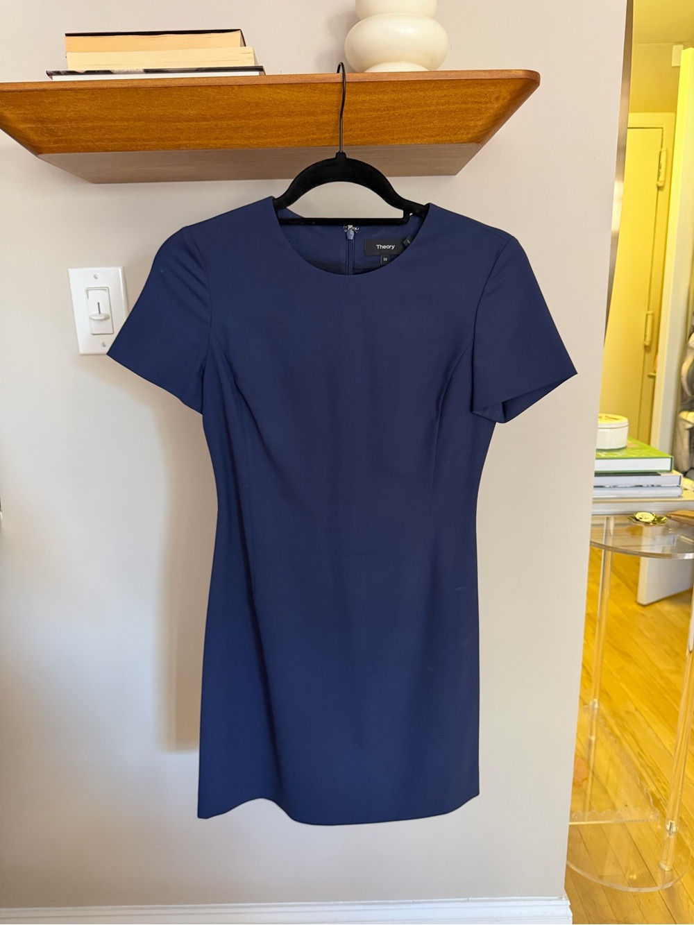 Theory Navy Short-Sleeve Sheath Dress
